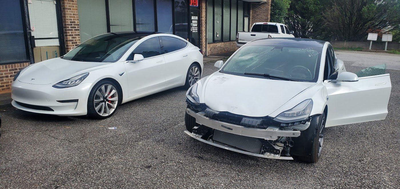 Collision repair in progress